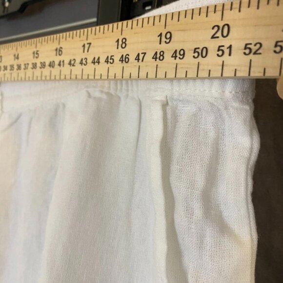 STELLA PARKER Womens white Linen Blend Cropped Capri Pants Easy Pull on Stretch - Picture 5 of 11